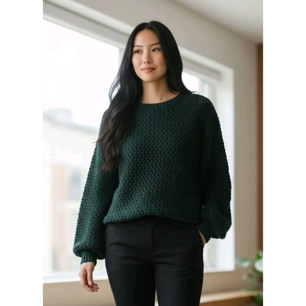14th & Union‎ Popcorn Knit Sweater Sz Small Dark Green